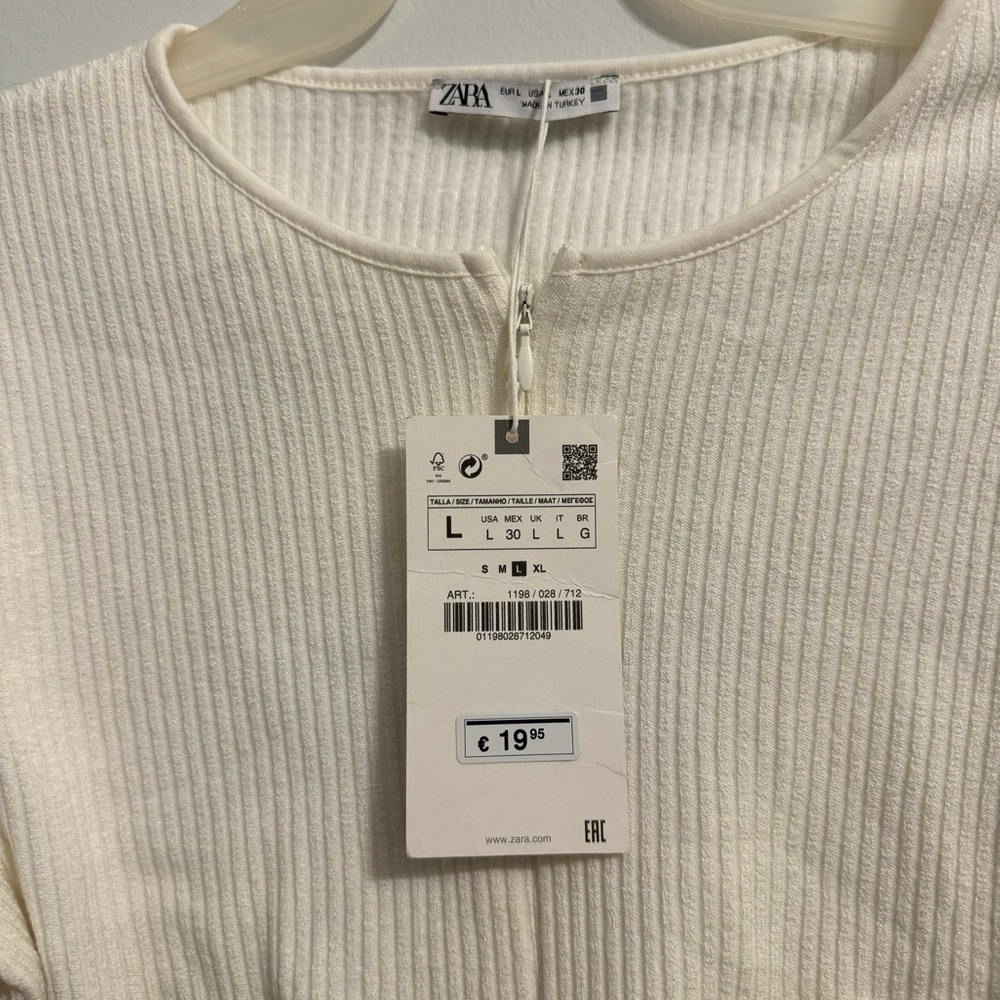 Zara White Ribbed Shirt - Picture 4 of 4